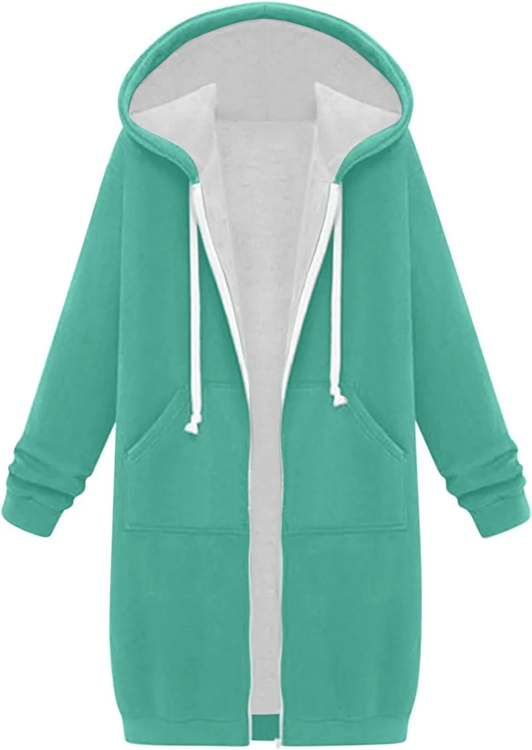 Women's Zip Up Hoodies Oversized Fleece Long Tunic Sweatshirts Casual Long Sleeve 2024 Fall Trendy Jacket Coat