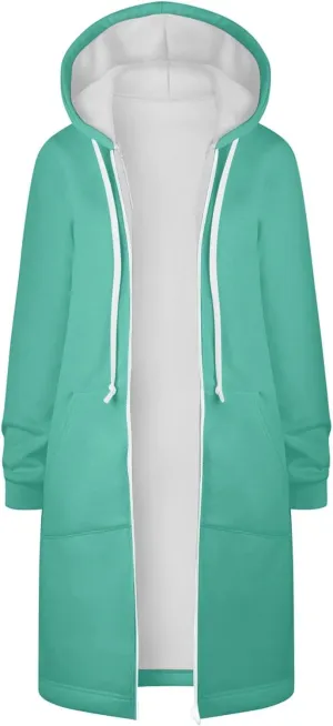 Women's Zip Up Hoodies Oversized Fleece Long Tunic Sweatshirts Casual Long Sleeve 2024 Fall Trendy Jacket Coat