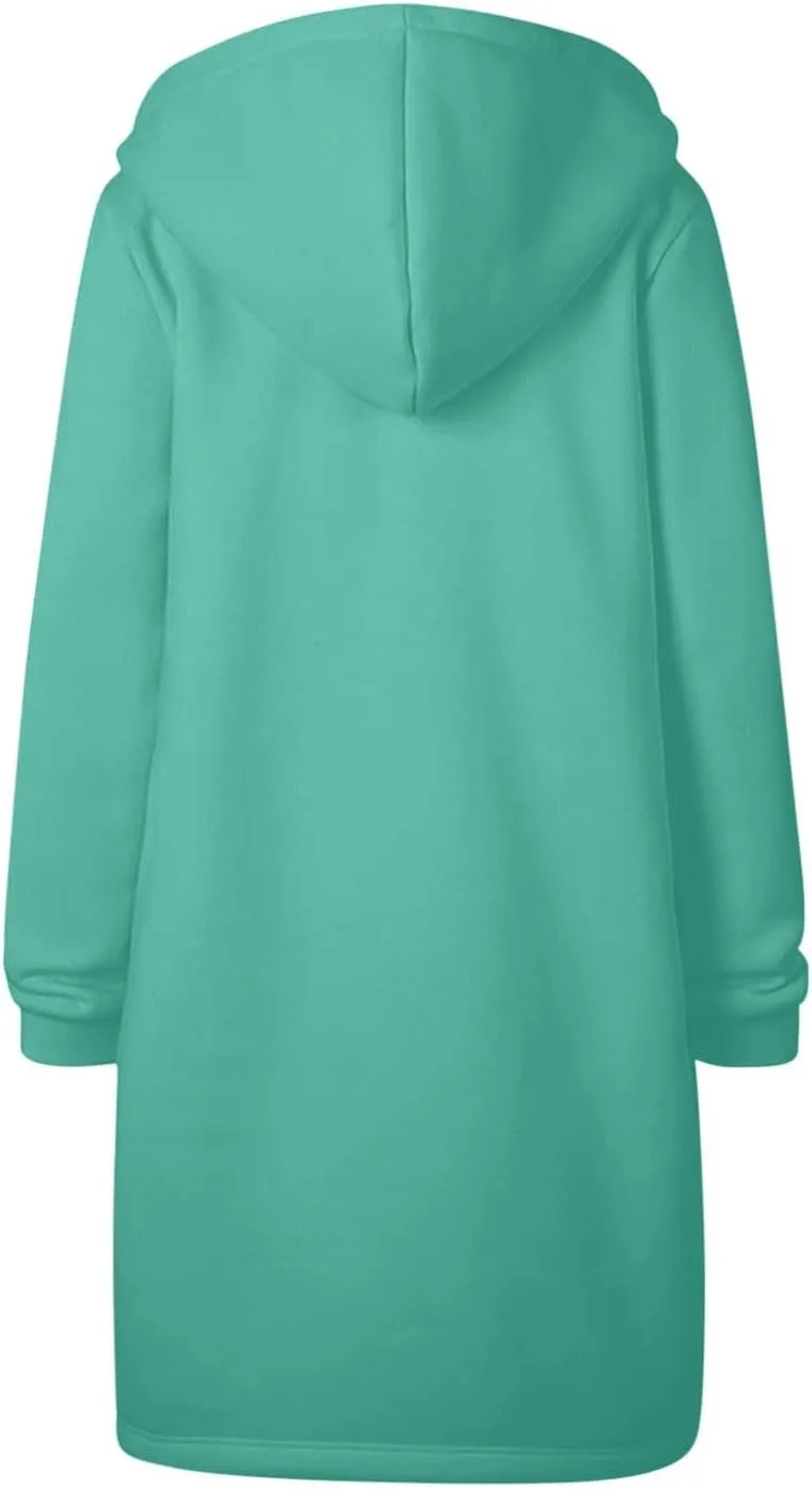 Women's Zip Up Hoodies Oversized Fleece Long Tunic Sweatshirts Casual Long Sleeve 2024 Fall Trendy Jacket Coat