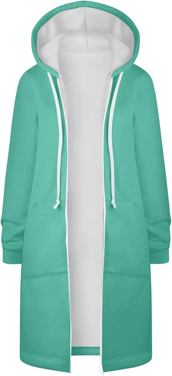 Women's Zip Up Hoodies Oversized Fleece Long Tunic Sweatshirts Casual Long Sleeve 2024 Fall Trendy Jacket Coat
