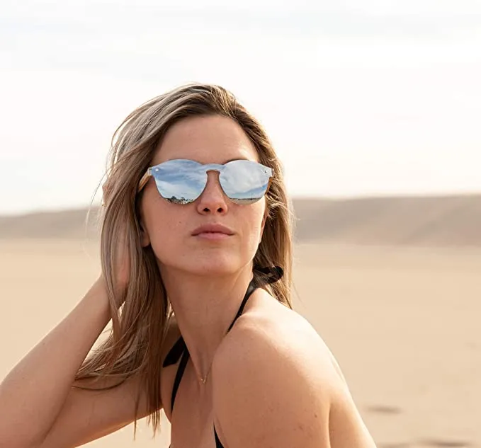 Wood Sunglasses for Men and Women, Retro One-Piece Wooden Polarized Sunglasses, Gray