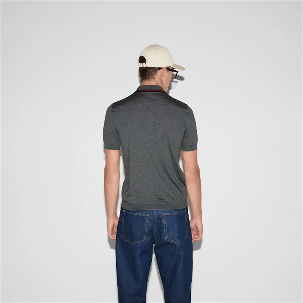 WOOL KNIT POLO SHIRT WITH WEB