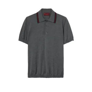 WOOL KNIT POLO SHIRT WITH WEB