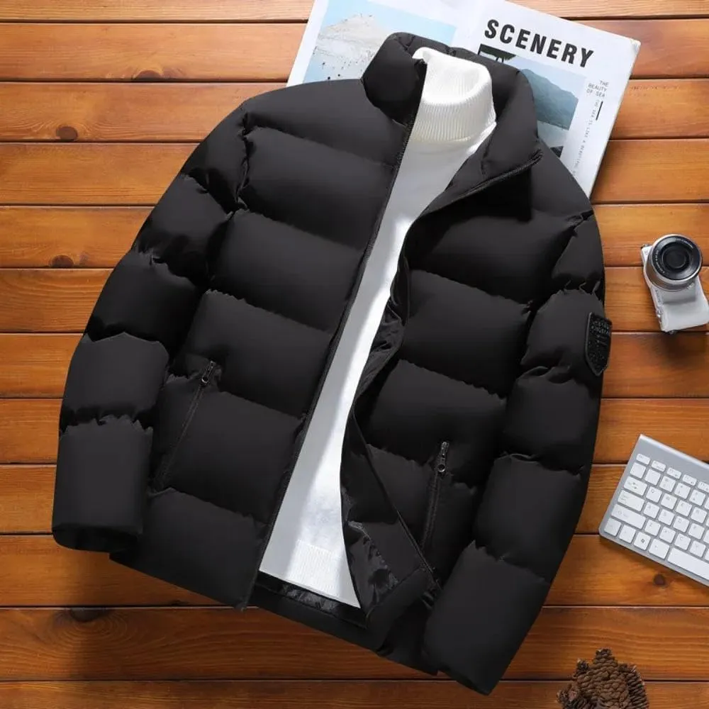 Xingfenly Korean Jacket Men Autumn Winter Cotton Padded Warm Thickened Stand Collar Clothing Puffer Coats Youth