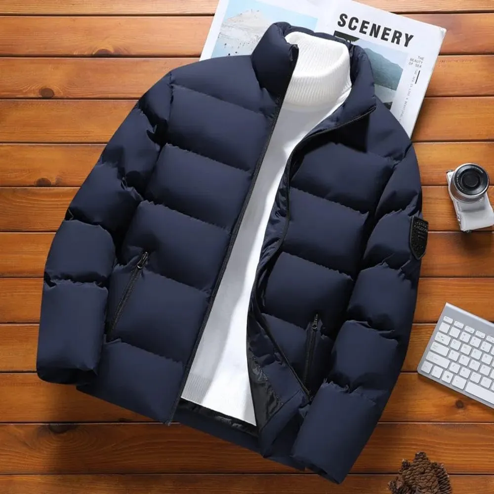 Xingfenly Korean Jacket Men Autumn Winter Cotton Padded Warm Thickened Stand Collar Clothing Puffer Coats Youth