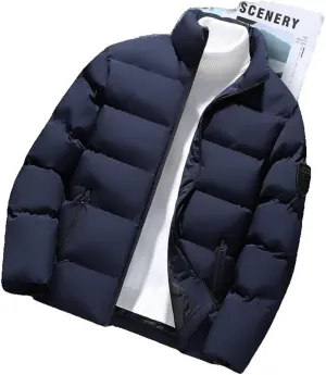 Xingfenly Korean Jacket Men Autumn Winter Cotton Padded Warm Thickened Stand Collar Clothing Puffer Coats Youth