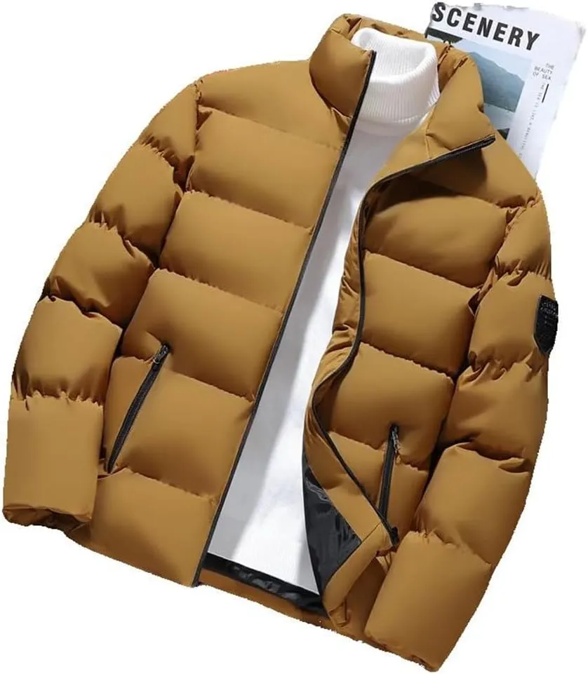 Xingfenly Korean Jacket Men Autumn Winter Cotton Padded Warm Thickened Stand Collar Clothing Puffer Coats Youth