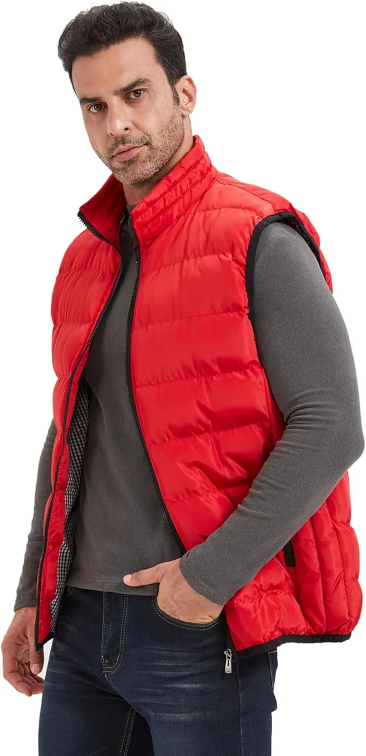 XinYangNi Mens Puffer Vest Quilted Outerwear Winter Warm Down Puffy Vests Lightweight Casual Padded Jacket