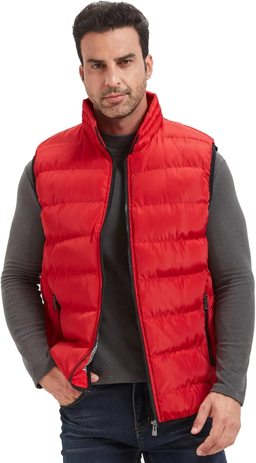 XinYangNi Mens Puffer Vest Quilted Outerwear Winter Warm Down Puffy Vests Lightweight Casual Padded Jacket