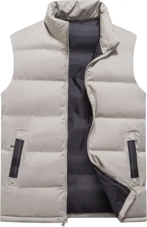 XinYangNi Mens Puffer Vest Quilted Outerwear Winter Warm Down Puffy Vests Lightweight Casual Padded Jacket