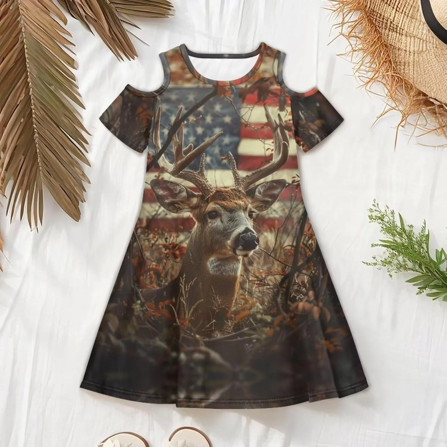 Xpyiqun Dresses for Gilrs 3-14 Summer Kids School A Line Swing Party Dress Off-Shoulder Short Sleeve Dresses