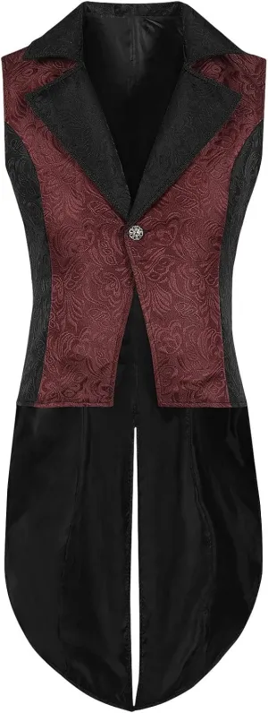 XUNRYAN Mens Steampunk Vests Tailcoat Jacket Sleeveless Medieval Gothic Victorian Trench Coat Long Uniform Halloween Costume