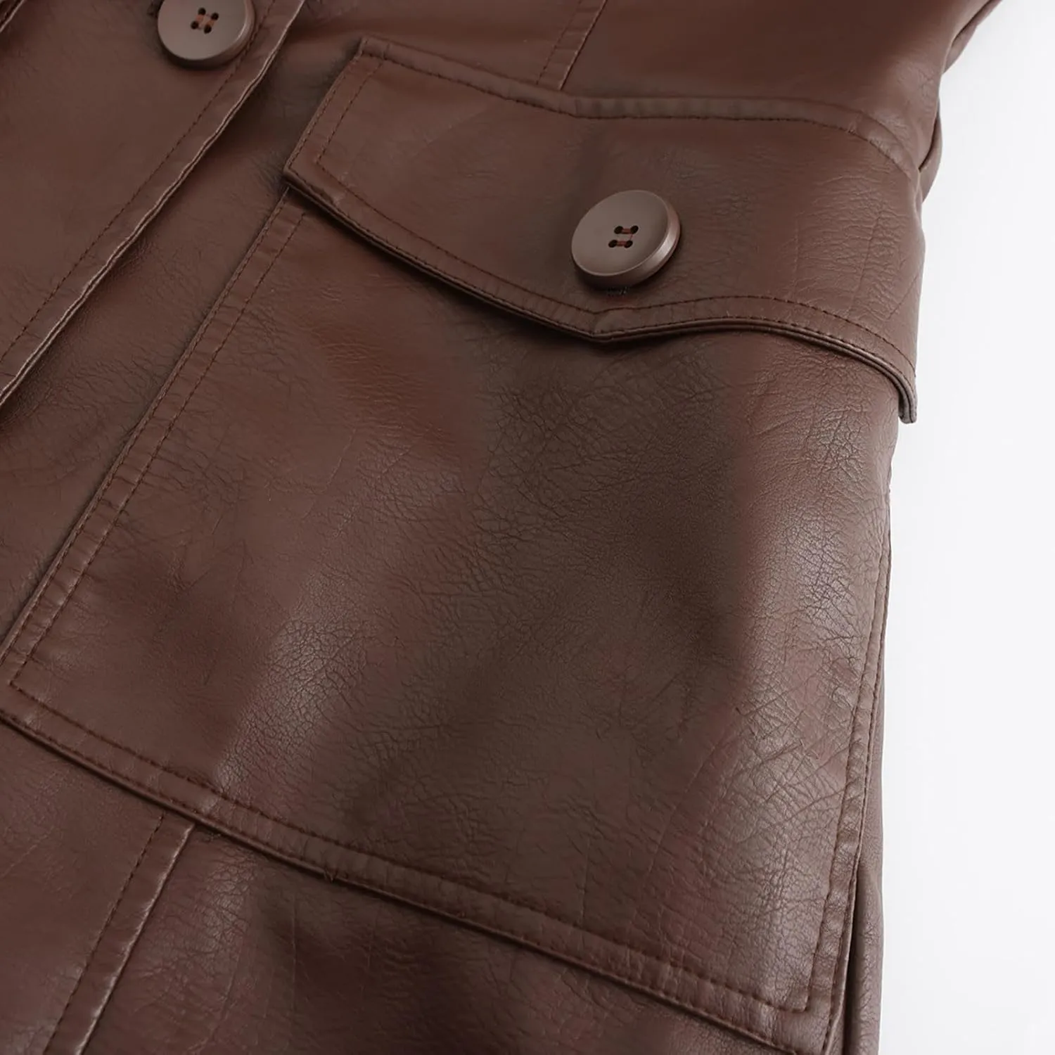 XUNRYAN Women Faux-Leather Jackets Long Trench Coat Elegant Notch Lapel Peacoat Motorcycle PU Moto Biker Slim Fit Coat