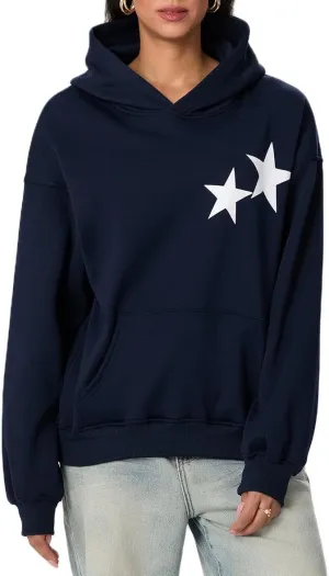 Y2k Graphic Hoodies for Women Star Printed Hoodie Oversized Pullover Sweatshirt Vintage Streetwear