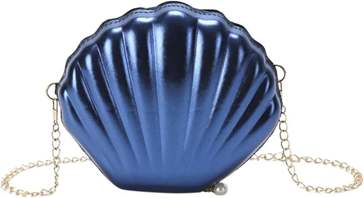 Yellow Purse,Silver Clutch,Women Glitter Seashell Evening Bag Purse Chain Strap Clutch Handbag Pearl Shoulder Bag Fashion Mini Cross-body Bags
