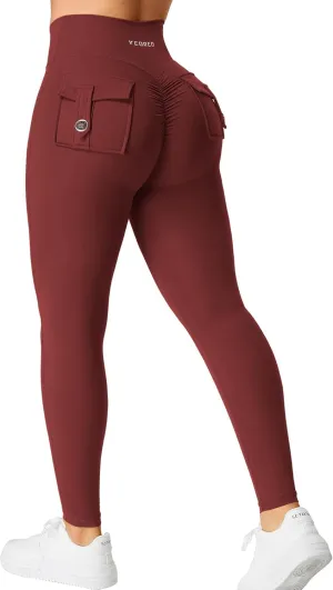 YEOREO CoreFlex Leggings with Pockets for Women Charm Scrunch Workout Leggings V Cross Waist Butt Lifting Gym Yoga Pants