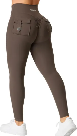 YEOREO CoreFlex Leggings with Pockets for Women Charm Scrunch Workout Leggings V Cross Waist Butt Lifting Gym Yoga Pants
