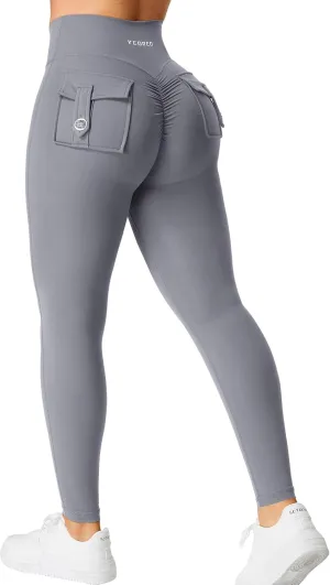 YEOREO CoreFlex Leggings with Pockets for Women Charm Scrunch Workout Leggings V Cross Waist Butt Lifting Gym Yoga Pants