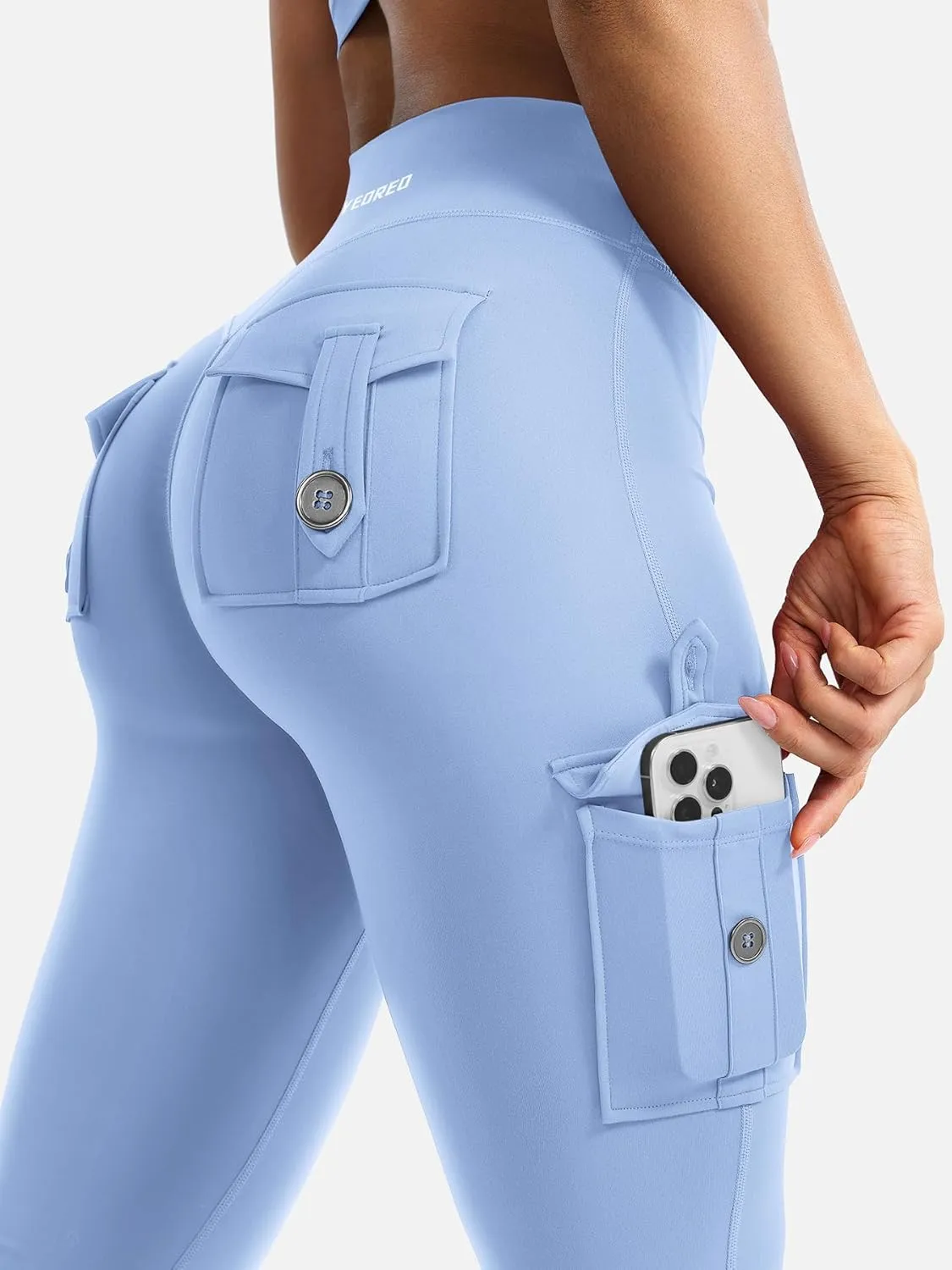 YEOREO CoreFlex Women Workout Flare Leggings with Pockets Hidden Scrunch High Waisted Cargo Gym Yoga No Front Seam Leggings