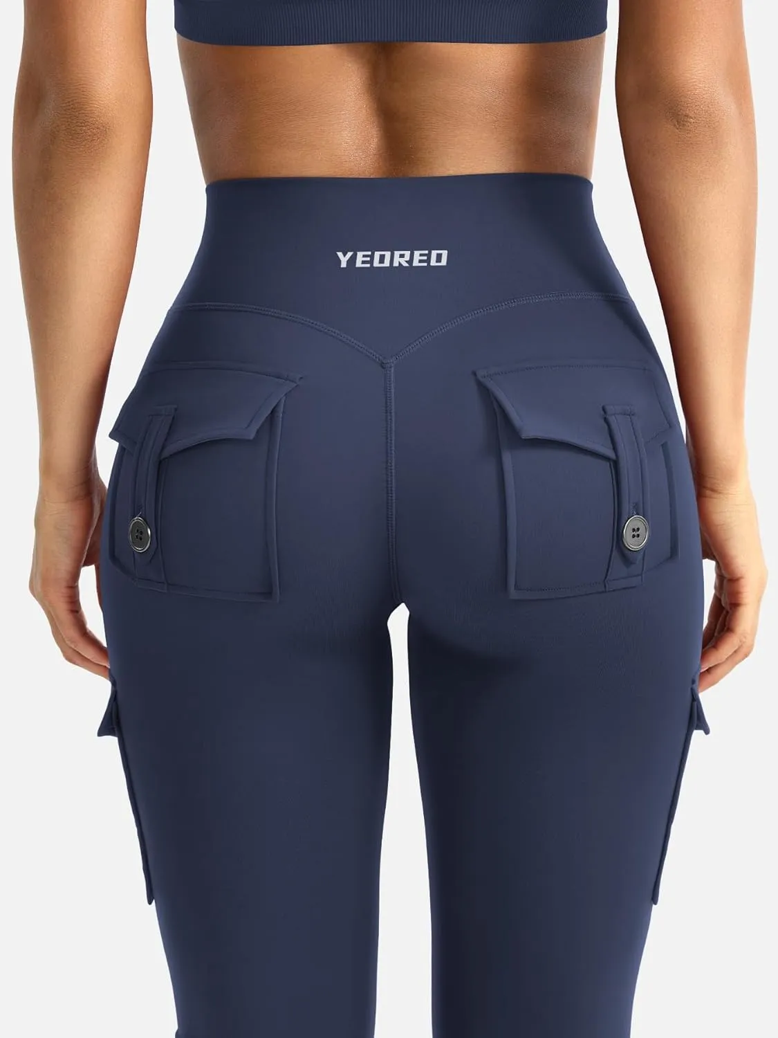 YEOREO CoreFlex Women Workout Flare Leggings with Pockets Hidden Scrunch High Waisted Cargo Gym Yoga No Front Seam Leggings