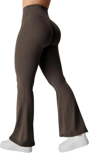 YEOREO Kalie Flare Scrunch Leggings for Women V Cross Waist Bell Bottom Yoga Pants Tummy Control Bootcut Workout Leggings