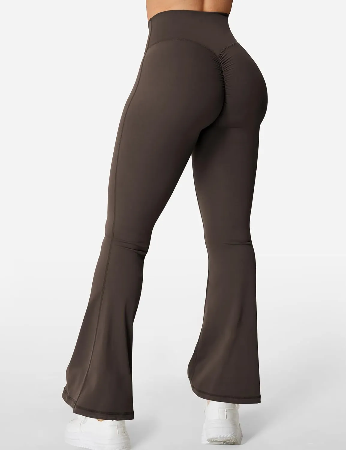 YEOREO Kalie Flare Scrunch Leggings for Women V Cross Waist Bell Bottom Yoga Pants Tummy Control Bootcut Workout Leggings