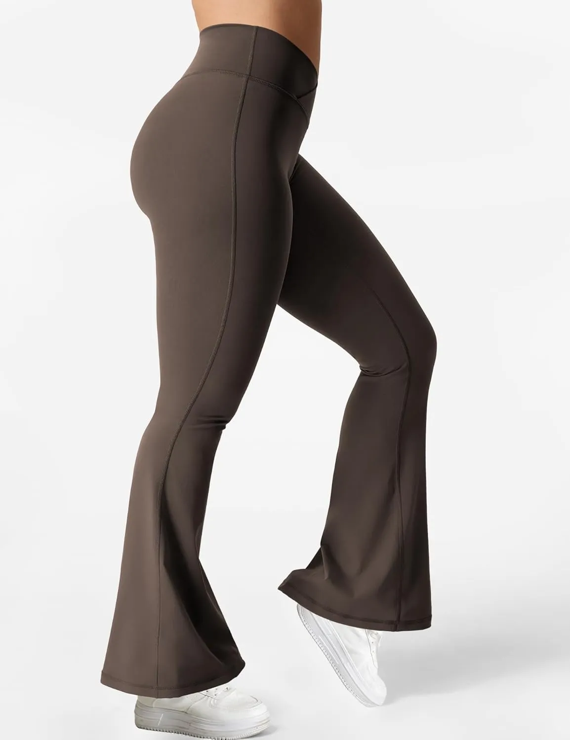 YEOREO Kalie Flare Scrunch Leggings for Women V Cross Waist Bell Bottom Yoga Pants Tummy Control Bootcut Workout Leggings