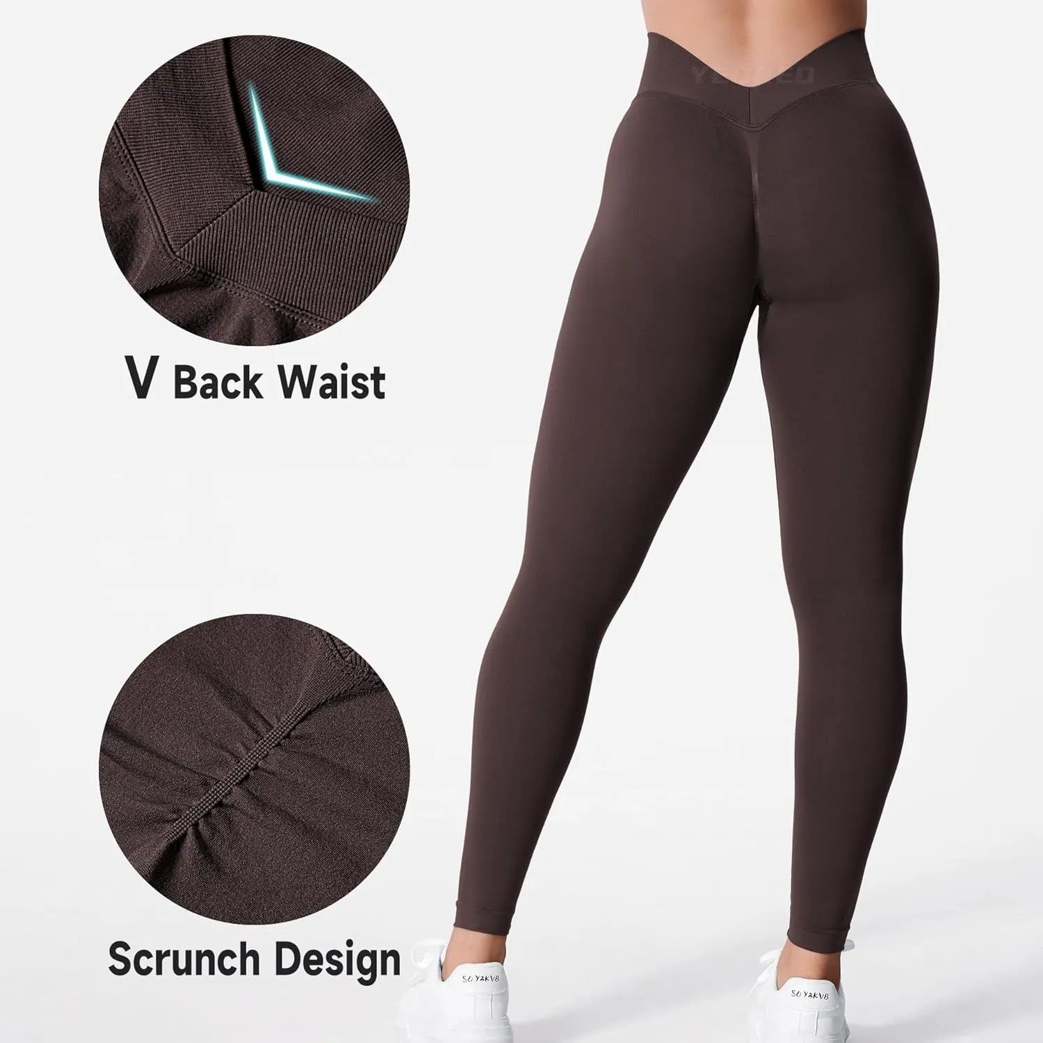 YEOREO Liz Scrunch Workout Leggings for Women High Waisted Butt Lifting V Back Waist Seamless Gym Yoga Leggings