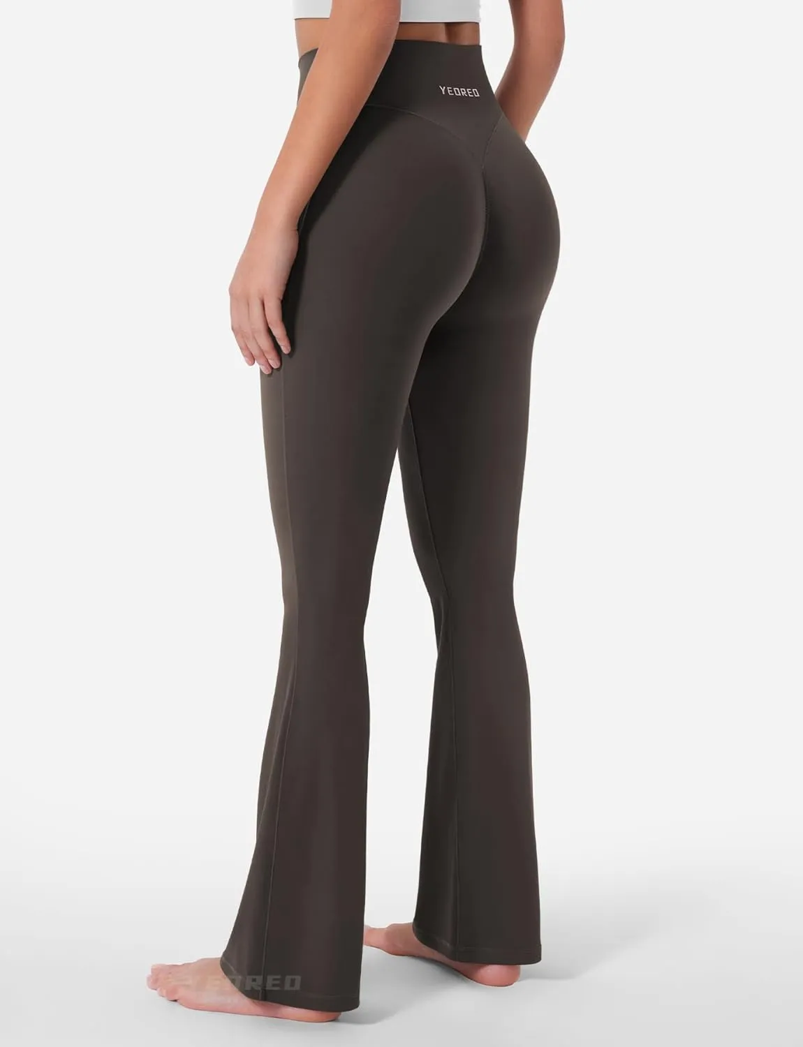YEOREO Mini Flared Leggings for Women 30" Bessli High Waist No Front Seam Flare Yoga Pants Hidden Scrunch Workout Leggings