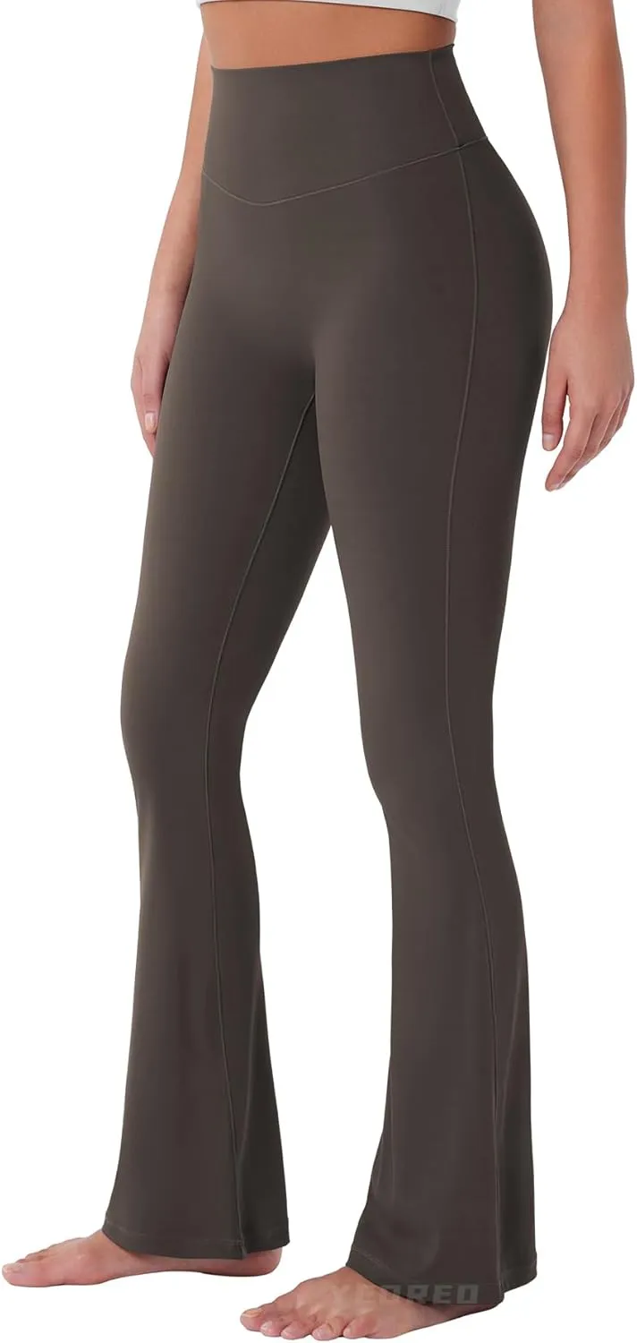 YEOREO Mini Flared Leggings for Women 30" Bessli High Waist No Front Seam Flare Yoga Pants Hidden Scrunch Workout Leggings