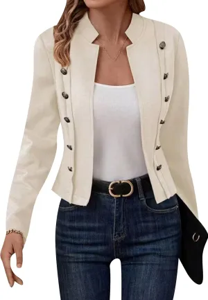 YMING Womens Faux Suede Double Breasted Coats Fall Long Sleeve Jackets Vintage Solid Color Moto Coats