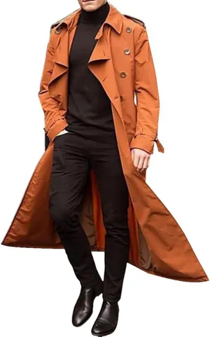 Ymosrh Mens Coats and Jackets Long-Slevee Luxury Full Length Trench Coat Long Wool Overcoat Winter Jackets for Men