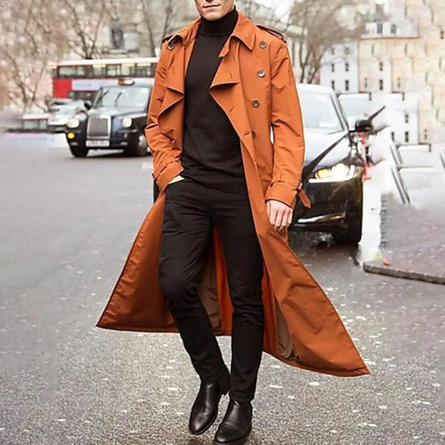 Ymosrh Mens Coats and Jackets Long-Slevee Luxury Full Length Trench Coat Long Wool Overcoat Winter Jackets for Men