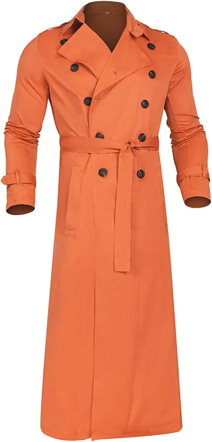Ymosrh Mens Coats and Jackets Long-Slevee Luxury Full Length Trench Coat Long Wool Overcoat Winter Jackets for Men