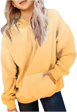 YRAETENM Hoodies for Teen Girls Oversized Long Sleeve Pullover Tops Cute Gradient Sweatshirts Preppy Clothes with Pockets