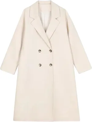 YRAETENM Pea Coats for Women Slouchy Drop Shoulder Double Breasted Maxi Long Wool Jackets Winter Trench Coats with Pockets