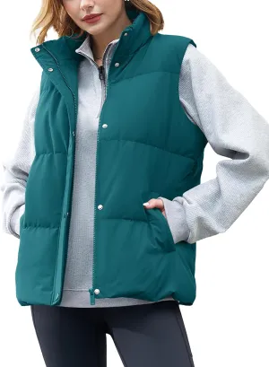 YUCOLEN Down Puffer Vest for Women Lightweight Warm Sleeveless Puffer Jacket 2024 Women Winter Trendy Puffy Vests