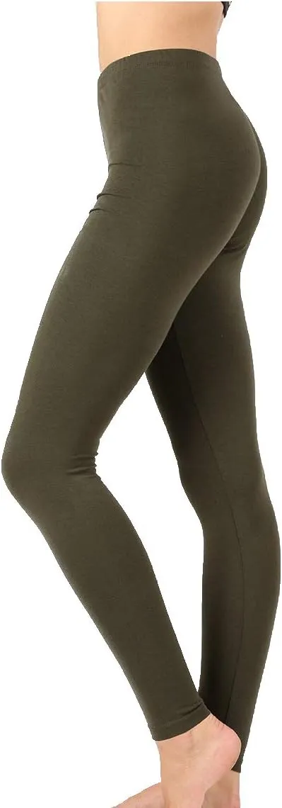 Zenana Outfitters Womens Full Length Cotton Solid Leggings
