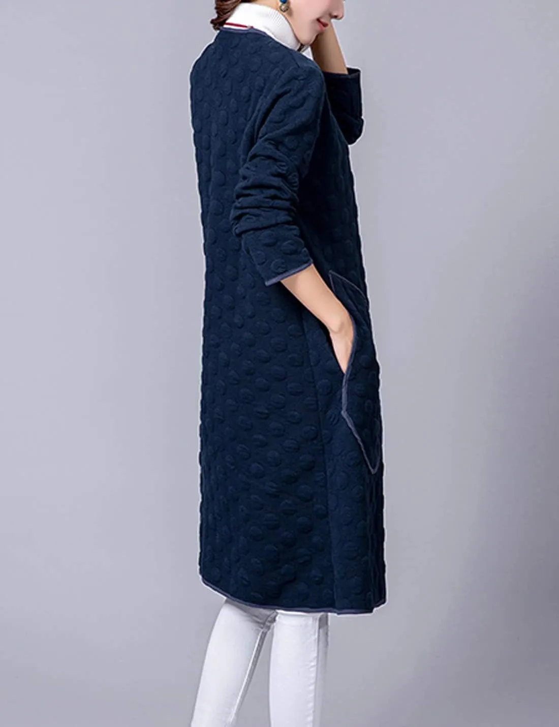 ZGZZ7 Women's Casual Vintage Mid-Long Coats Autumn Winter Cotton Padded Puffy Coats Cardigans Windbreaker