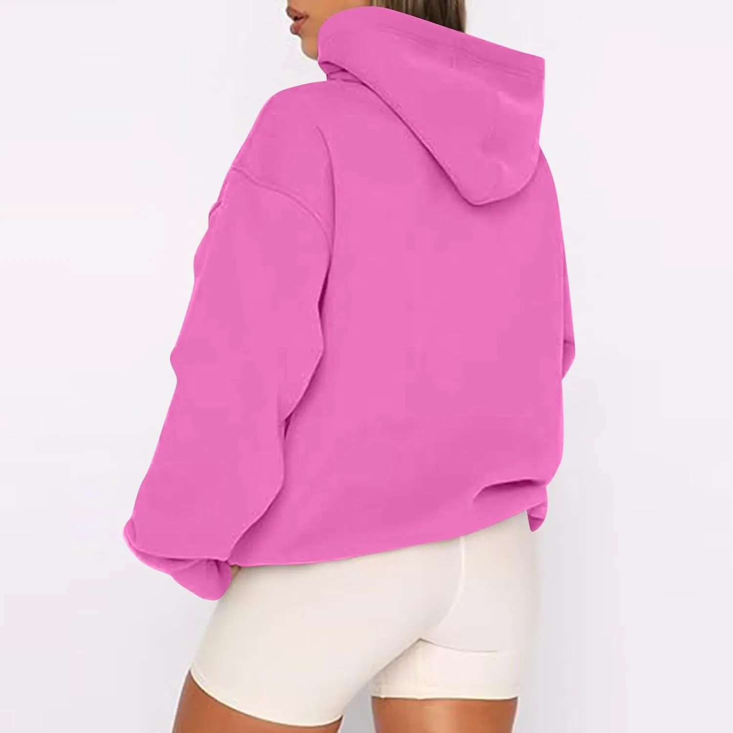Zip Up Hoodie Women Oversized Fleece Jacket Drawstring Cute Hoodies Y2k Lightweight Fall Sweatshirts with Pockets