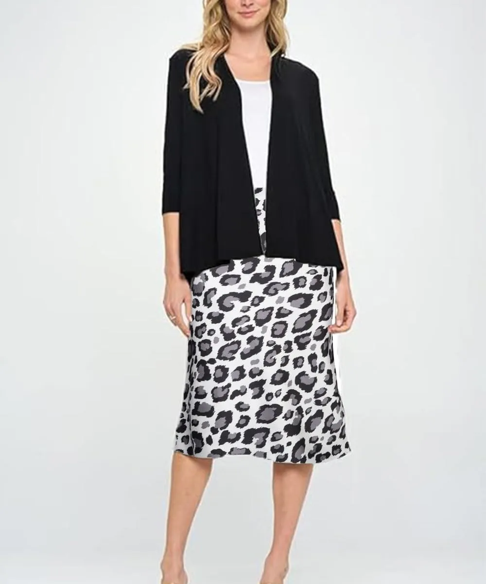 ZWSYXL Ladies Leopard Print Skirt High Waist Elastic Silk Satin Midi Skirt Spring Casual Mid-Length Cheetah A Link Skirts